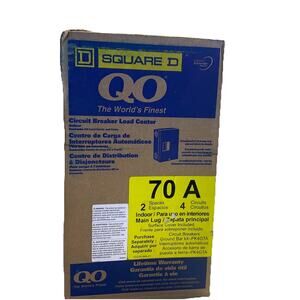 NEW 70 Amp 2-Space 4-Circuit Outdoor Main Lug Load Center With Cover QO24L70RBCP